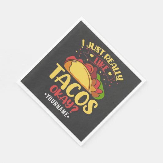 Serviette En Papier Taco Funny Dit Que J'Aime Vraiment Les Tacos (Coin)