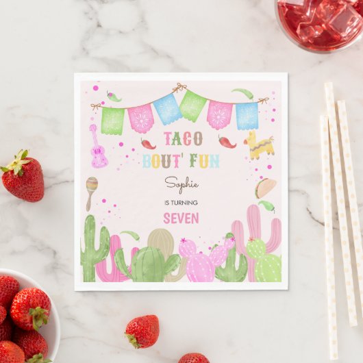 Serviette En Papier Taco sur le plaisir fiesta mexicaine fille anniver (En situation)