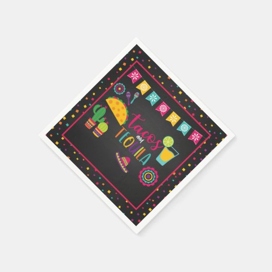 Serviette En Papier Tacos et Tequila Napkin - noir (Coin)