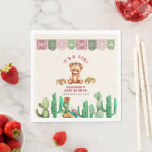 Serviette En Papier Tacos & Nounours Cactus Fille Baby shower Fiesta (En situation)