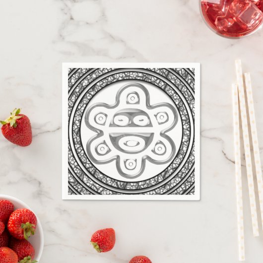 Serviette En Papier Taino Spiral Sun Napkins (En situation)