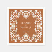 Serviette En Papier Talavera terracotta mariage mexicain monogrammed (Devant)