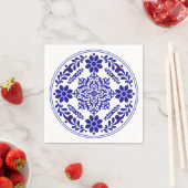 Serviette En Papier Talavera trois bleu et blanc (En situation)