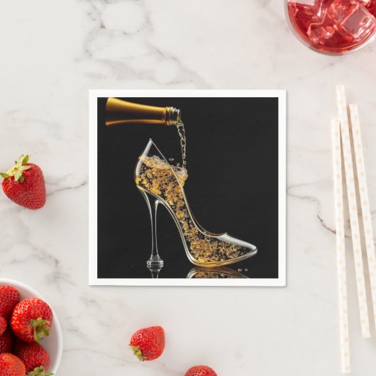 Serviette En Papier Talons aiguilles et vin pétillant (En situation)