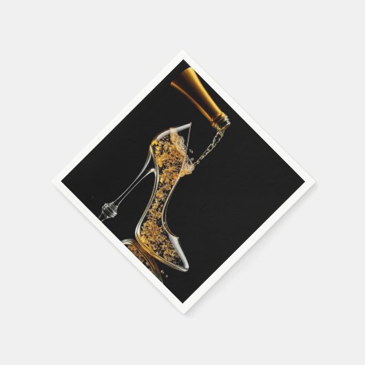 Serviette En Papier Talons aiguilles et vin pétillant (Coin)