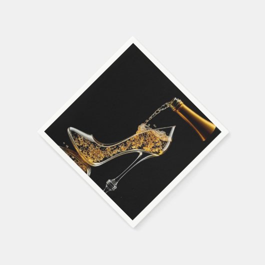 Serviette En Papier Talons aiguilles et vin pétillant (Coin)
