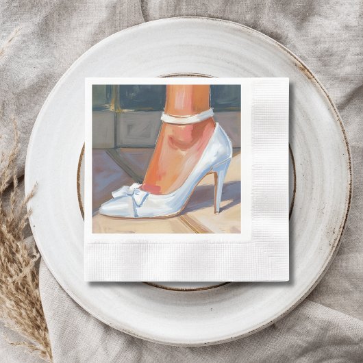 Serviette En Papier Talons Blancs de Mariée Mariage