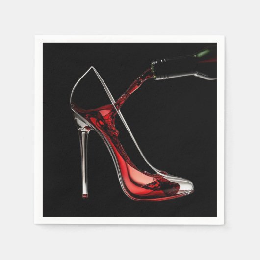 Serviette En Papier Talons et Vin (Devant)