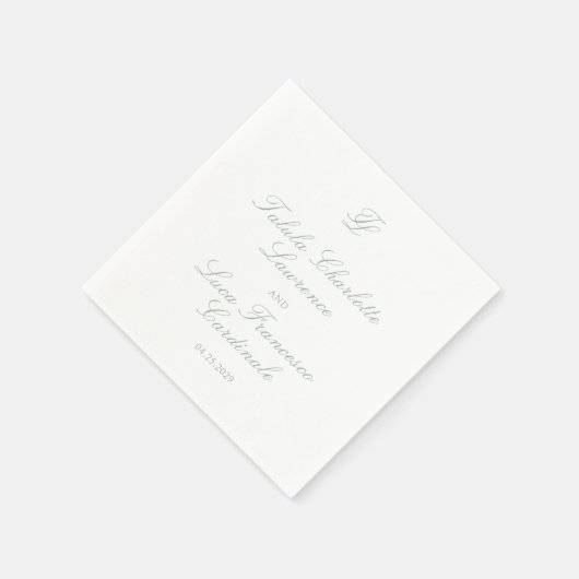 Serviette En Papier Talula Sage Green Mariage élégant (Coin)