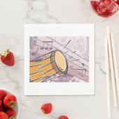 Serviette En Papier Tambour traditionnel Bongo avec notes musicales (En situation)
