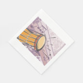 Serviette En Papier Tambour traditionnel Bongo avec notes musicales (Coin)