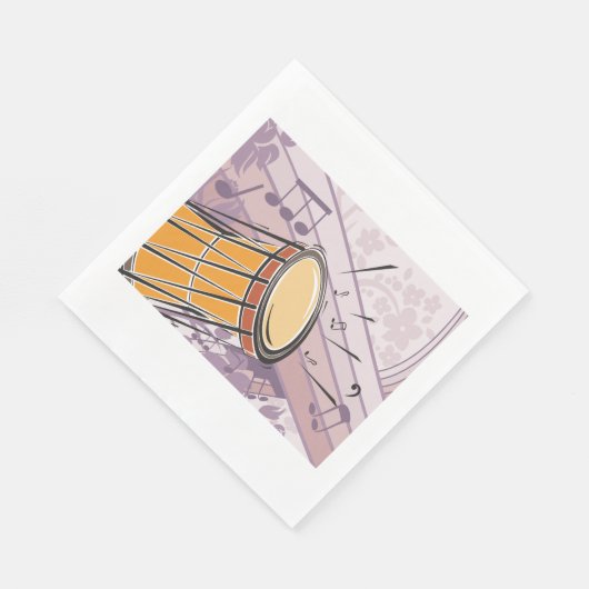 Serviette En Papier Tambour traditionnel Bongo avec notes musicales (Coin)