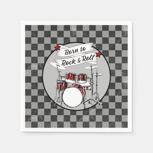 Serviette En Papier Tambours nés à Rock & Roll Drummer Party Drum Kit (Devant)