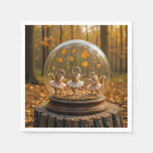 Serviette En Papier Tamias dansant dans un globe de verre