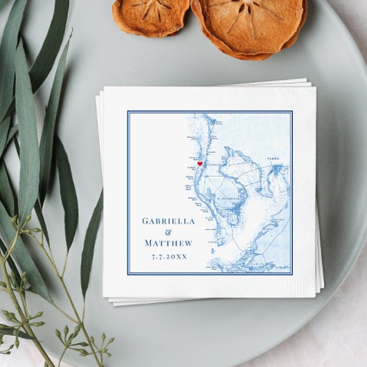 Serviette En Papier Tampa Bay Map Mariage élégant