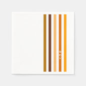 Serviette En Papier Tan Brown Orange Vertical Stripes Monogramme (Devant)