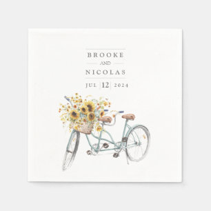 Serviette En Papier Tandem Bicycle Rustique Mariage d'aquarelle de tou