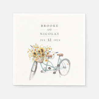 Serviette En Papier Tandem Bicycle Rustique Mariage d'aquarelle de tou