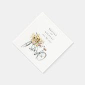 Serviette En Papier Tandem Bicycle Rustique Mariage d'aquarelle de tou (Coin)