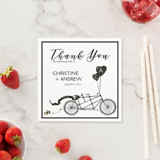 Serviette En Papier Tandem Bicyclette Romantique Décontracté Mariage p (En situation)