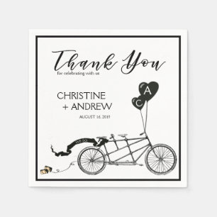 Serviette En Papier Tandem Bicyclette Romantique Décontracté Mariage p