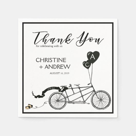 Serviette En Papier Tandem Bicyclette Romantique Décontracté Mariage p (Devant)