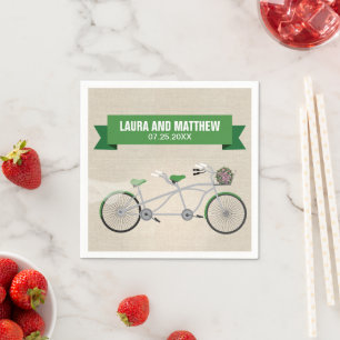 Serviette En Papier Tandem Green Bicyclette Mariage