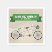 Serviette En Papier Tandem Green Bicyclette Mariage (Devant)