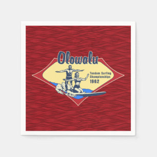 Serviette En Papier Tandem Surfing Hawaiian Vintage Surf Design