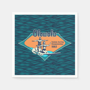 Serviette En Papier Tandem Surfing Hawaiian Vintage Surf Design