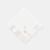 Serviette En Papier Tangerine Monogramme Simple Mariage blanc (Coin)