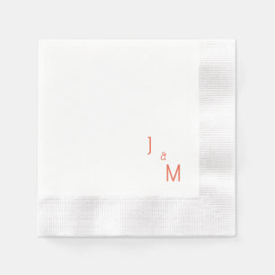 Serviette En Papier Tangerine Monogramme Simple Mariage blanc