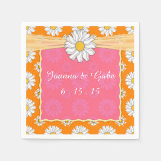 Serviette En Papier Tangerine Tango Orange Rose Daisy Mariage floral