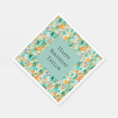 Serviette En Papier Tangerine Turquoise Zebra Abstrait (Coin)