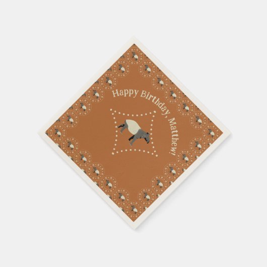 Serviette En Papier Tapir malais orné (Coin)