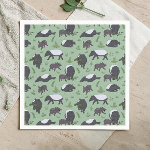 Serviette En Papier Tapir Malaisien Jungle Verte Animaux de Zoo