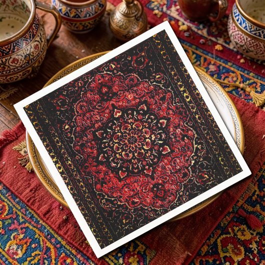 Serviette En Papier Tapis persan dans un champ teinté de rose