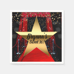 Serviette En Papier Tapis Rouge Hollywood Gold Stars Soirée d'annivers