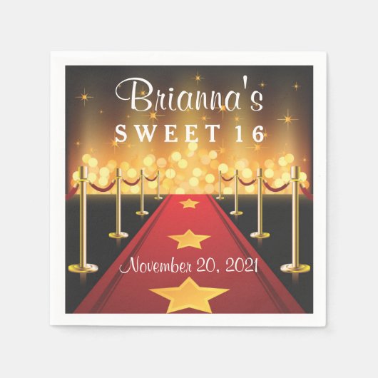 Serviette En Papier Tapis rouge Hollywood Sweet 16 Napkin personnalisé (Devant)