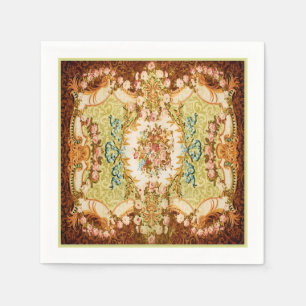 Serviette En Papier Tapisserie française florale rose victorienne baro
