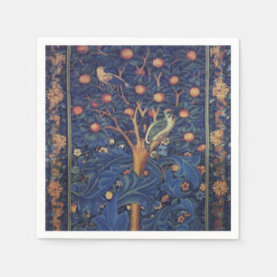 Serviette En Papier Tapisserie Pic-vert de William Morris modèle bleu