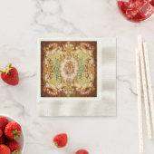 Serviette En Papier tapisserie rose à fleurs baroque victorienne (En situation)