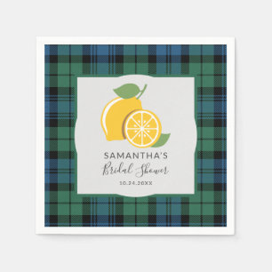 Serviette En Papier Tartan à carreaux Citron Mariage Champêtre