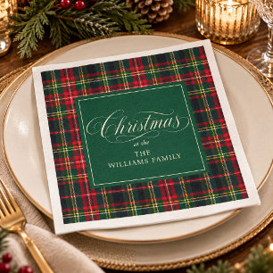 Serviette En Papier Tartan à carreaux rouges forêt verte Noël Famille
