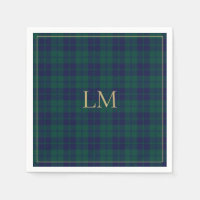 Tartan à carreaux vert et marine classique Monogra