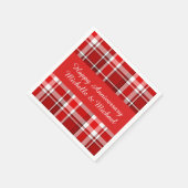 Serviette En Papier Tartan blanc rouge | Ajouter Votre Nom (Coin)
