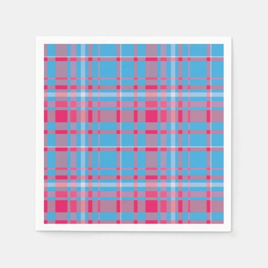Serviette En Papier Tartan bleu et rouge (Devant)