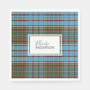 Serviette En Papier Tartan Carreaux Sur Mesure Nom Élégant Anderson