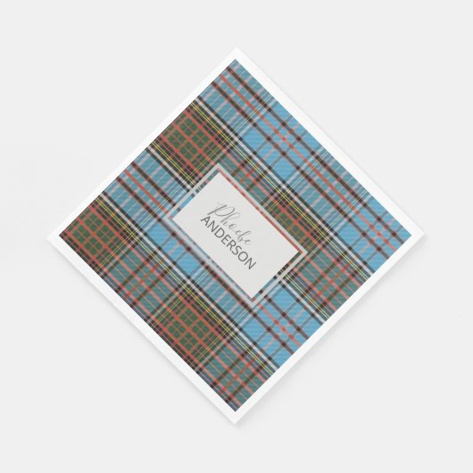 Serviette En Papier Tartan Clan Anderson Plaid Check papier personnali (Coin)