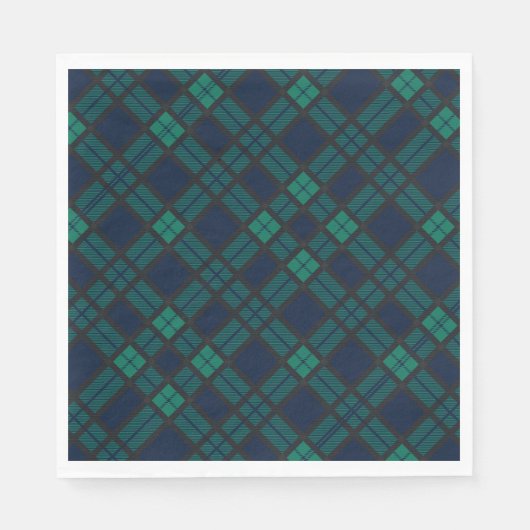Serviette En Papier Tartan Clan Black Watch Vert À damiers Motif (Devant)
